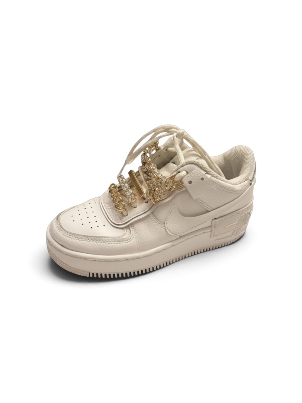 Nike Air Force 1 Shadow Women’s Sneakers — White with Gold Accents - Picture 7 of 11